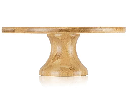 Premium Bamboo Cake Stand - 12 inch Cake Stand On Pedestal- Natural Bamboo Cake Decorating Stand - 100% Natural ideal for Use at Parties, Weddings, Restaurants - Thumbnail 2