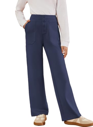 blibean Little Girls Straight Fit Uniform Dress Pants, Navy, Size 6-7 at Amazon