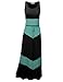 Awesome21 Color Block Striped Good Strech Waist String Maxi Dresses Black Mint Size M