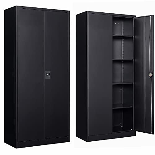 SISESOL Metal Garage Storage with 2 Doors and 4 Adjustable Shelves 71" Pantry