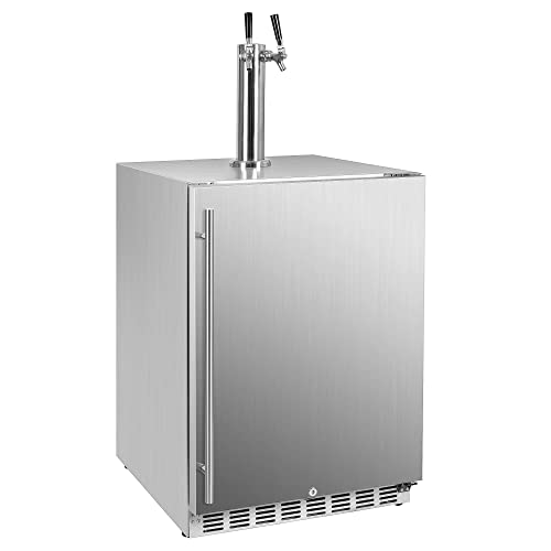 ICEJUNGLE Full Size Kegerator Outdoor Dual Tap Draft Beer Dispenser