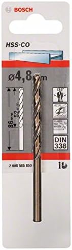 Bosch Professional 2608585850 HSS-Co Metal Drill Bit (stainless steel, 4.8 x 52 x 86 mm, accessory drill driver) , Gold