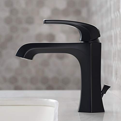 KRAUS Esta Single Handle Basin Bathroom Faucet with Lift Rod Drain in Matte Black, KBF-1211MB - Thumbnail 2