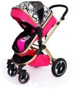 High Quality Baby Stroller IBEIS Prams 2 in 1 for Newborns European Folding Baby Carriage for 0 to 36 Months (Pink)