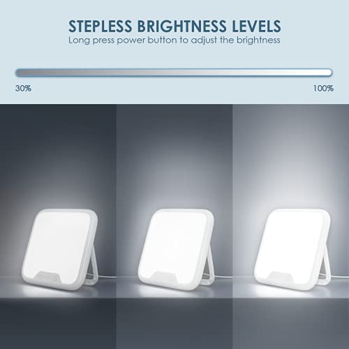 Guina Light Therapy Lamp, Ultra-Thin UV-Free 10000 Lux Therapy Light, Touch Control with Stepless Brightness Levels and 4 Timer Function, Memory Function, 90°Rotatable Stand for a Happy Life