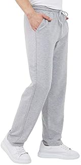 COMEOR Men's Cotton Jogging Pants Grey M - Long Sweatpants Jogger Training view 3
