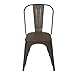 Adeco Metal Stackable Industrial Chic Dining Bistro Cafe Side Chairs (Set of 2), Black Bronze with Wooden seat