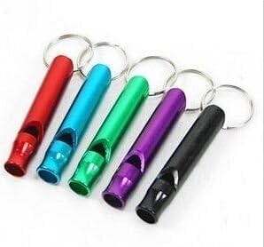 Mocase Emergency Hiking Camping Survival Aluminum Whistle Key Chain 5pcs (Random Color)
