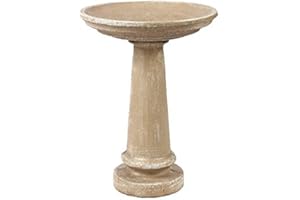 Solid Rock Stoneworks 24" Tall Round Birdbath 2pc 20in Diameter Desert Sand Color