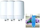 Brita Tap Water System Replacement Filters for Faucets (3 Count, White) with Flip-Top Water Bottle
