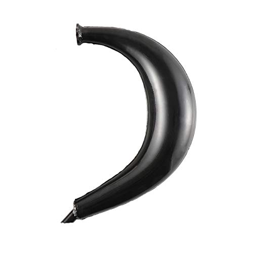 HGC 40mm Half Moon Banana Silencer Muffler Exhaust Pipe Bigger High Performance For 49cc 60cc 66cc 80cc 2-Stroke Engine Motor Motorized Motorised Bicycle Bike Upgrade Black