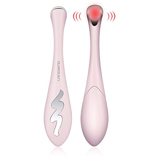 LANDWIND Eye Massager, Ionic Eyes Facial Massager Wand with 40 ℃ Heated, Eliminate Eye Bags, Dark Circle Remover & Puffy Eye FDA Certificate Safe (Soft red)