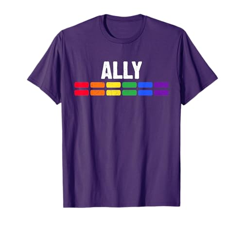 Proud Ally Bars Equality LGBTQ Rainbow Flag Gay Pride Ally T-Shirt