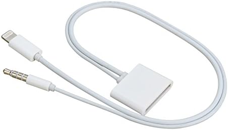 2in1 30 Pin to 8 Pin Female Adaptor Converter with 3.5 mm Adapter Audio Jack Cable Compatible with Apple iPhone iPod Ipad by Quanzl (White)