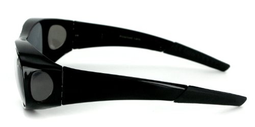 "Hideaways" Small to Medium Polarized Over-Prescription Sunglasses (Black w/Smoke)