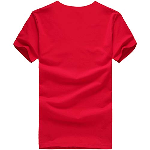 TIFENNY Women's Fashionable Loose American Flag Classic Basis Tee Summer Casual Short-Sleeved Printed T-Shirt Top Blouse Red