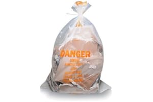 NK NORKAN Asbestos Disposal Bags - 36" x 60" 6mil Clear Printed Disposable Burial Bags, 50 Bags Per Roll