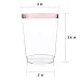 10oz Premium Rose Gold Trim - Hard Clear Plastic Cups - 100 pack Wedding/Party Disposable Tumblers - Rose Gold Rim - Elegant Party Cups
