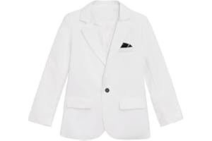 SOBRISAH Boys Formal Blazer School Jacket Plus Size Button Sport Coats for Kids Outwear Dinner Party