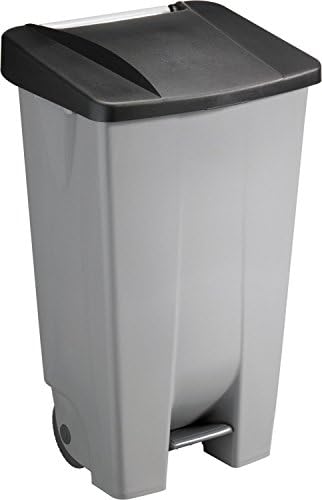 helit H2405595, Tretabfallbehälter with Wheels, 120 Litre, Grey/Black