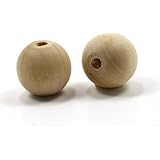 Mylittlewoodshop Pkg of 12 - Bead Round - 1 inch in Diameter with 7/32 Hole Unfinished Wood (WW-BE1090-12)
