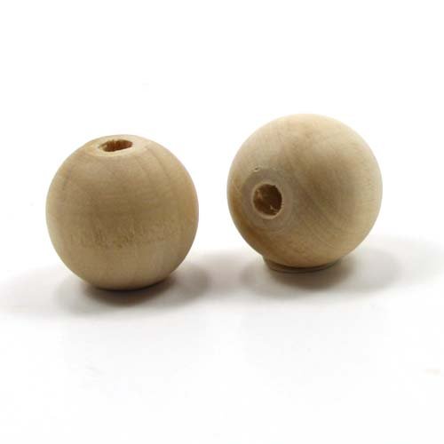 Mylittlewoodshop Pkg of 25 - Bead Round - 1 inch in diameter with 7/32 hole unfinished wood (WW-BE1090-26)