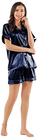 Ladieshow Women Pajamas Satin Ladies Pj Set Long Sleeve Sleepwear Two Piece Set
