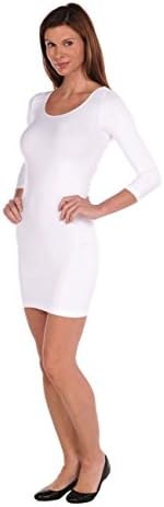 Tees By Tina White 3/4 Sleeve Reversible Tunic Slip Dress