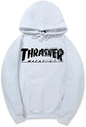 MNSA Men's Hoodies Streetwear Skateboard Hip hop Hoody Thrasher Sweatshirt WhiteM