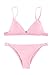 SHEKINI Women's Brazilian Bathing Suit Triangle Bikini Set Sexy V Neck Two Piece Swimsuits (Small, Dirty Pink)