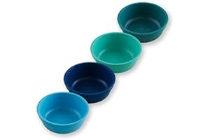 Re-Play 12 oz. Toddler Bowls Set of 4 - Kids Deep-Walled, Durable & Reusable Snack and Meal Bowls, Dishwasher & Microwave Safe, BPA-Free, Made in USA from Recycled Plastic, True Blue
