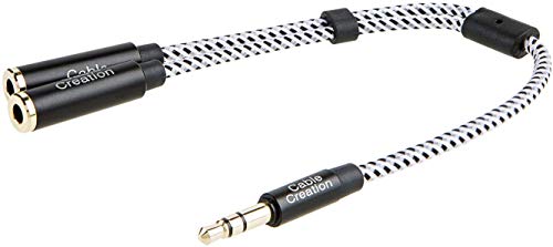 Headphone Splitter, CableCreation 3.5mm Stereo Audio Y Splitter Cable 3.5mm Male to 2 Port 3.5mm Female Compatible with iPhone,iPad,iPod, Samsung, LG, Tablets, MP3 Players&More, 20cm/Black and White