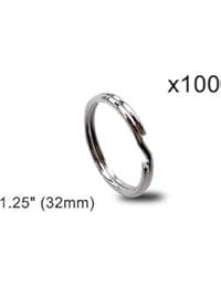 Key Ring/Key Chain, Split Round Metal Silver Keyring for Home/Car/Outdoor/Arts/Lanyards/CraftsKeys Organization (100 Pack 1.25 inches)