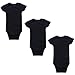 OPAWO Baby Short Sleeve Unisex Boys Girls Bodysuits Black 3 Pack 0-3 Months