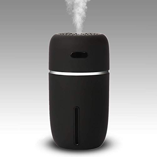 BZBRLZ Mini USB Humidifier Portable with 7 LED Warm Lights- 200ML Small Humidifier for Desk Travel Office Car Bedroom - Whisper Quiet Automatic Shut-Off with Adjustable Mist Mode for Home Office Bedroom (Black)