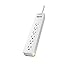 Surge Protector Power Strip, APC PE66W, 1080 Joule, Flat Plug, 6 Outlet Power Cord Strip White/Green