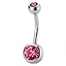 JEWELRIESHOP 10Pcs Stainless Steel Belly Button Ring, Sparkly Crystals Body Jewelry Piercing Ring Set