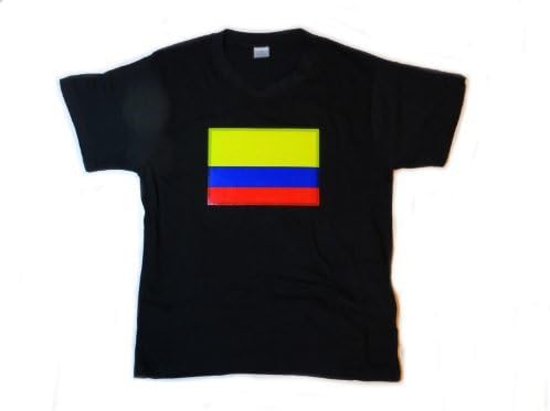 Colombia Flag LED Flashing Sound Activated Light Up Shirt (Medium - M)