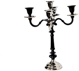 Dinazah Candle Stand-5 Little Nickel &amp; Black Finish-Ornamental Candle Holder-Elegant Candle Holder for your Home-An Ideal Gift for the Person You Admire-A Beautiful Candle Holder of Size 4.38x30x30 CM