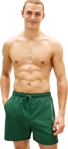 Uomo Pantaloncino da Bagno Medium Drawstring con Tasca con Zip, Verde (Street Green), M