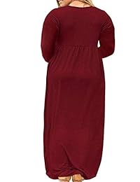 VISLILY vestido largo de manga larga con bolsillos para mujer XL-4XL