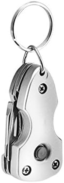 Snowmanna-7 in 1 Key Ring Multi-Tools Outdoor Multifunction Tactical Keychain Tool Survival EDC Gear with Folding Knife Opener LED Flashlight Screwdrivers (Color:Silver)