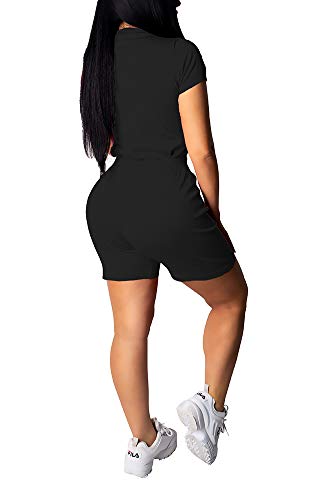 Women Summer 2 Piece Outfits Sequins Short Sleeve Tshirts Shorts Set Tracksuits Jogging Suits Set Party Clubwear