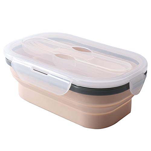 Tronet Picnic Bag Portable Food Cooler Container Storage Picnic Silicone Fold Lunch Box with Spoon - Thumbnail 2