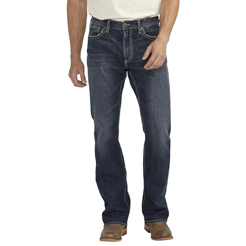 Silver Jeans Co. Men’s Jace Slim Fit Bootcut Jeans, Dark Wash