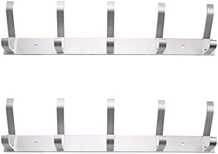 XINGYOU (Pack-2) Wall Door Mount Rack 5 Row 10 Hooks Coat Robe Kitchen Bath Towel Holder Closet Clothes Hanger Storage Organizer XY-H-009(Size:430*100*55mm/16.9*3.9*2.2 inch, Max Bearing Weight: 10kg/22 lbs)