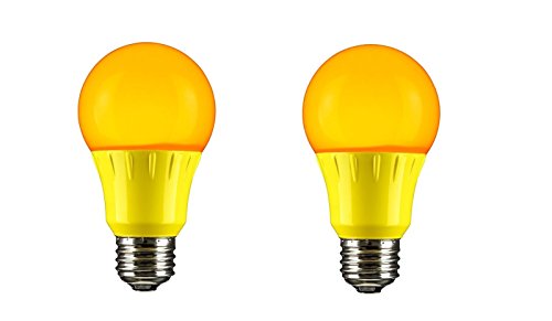 Sunlite 80149 Yellow LED A19 3 Watt Medium Base 120 Volt UL Listed LED Light Bulb, last 25,000 Hours (Bug Light) - 2 Pack