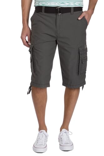 UNIONBAY Cordova Belted Messenger Cargo Short-Reg Big and Tall Sizes Pantalones Cortos, Flint, 38 para Hombre