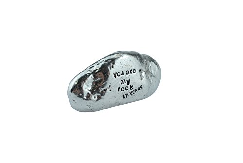 17th Anniversary You Are My Rock Gift Idea - Solid Metal Heavy Polished Rock Gift for 17 Year Anniversary