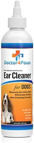 Premium Ear Cleaner for Dogs, Relieves Itchy Ears from Ear Mites and Yeast, Eliminates Ear Wax, Dirt and Odors, Helps to Prevent Ear Infections, Naturally Derived from Coconut and Palm